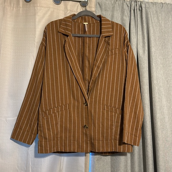 Free People Twill Cotton Herringbone Slouchy Blazer | Women’s Small - Picture 2 of 8